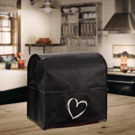 kwmobile Case Compatible with KitchenAid 4.3-4.8 Litres - with 3 Compartments - Food Processor Dust Cover in White Black Heart Brush, white black, Heart Brush 02-01