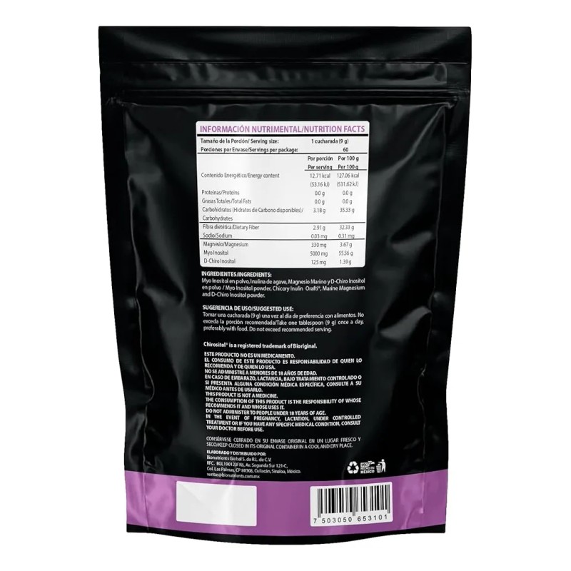 Myo Y Chiro Inositol Con Magnesio 540 Gr Wellthy 60
