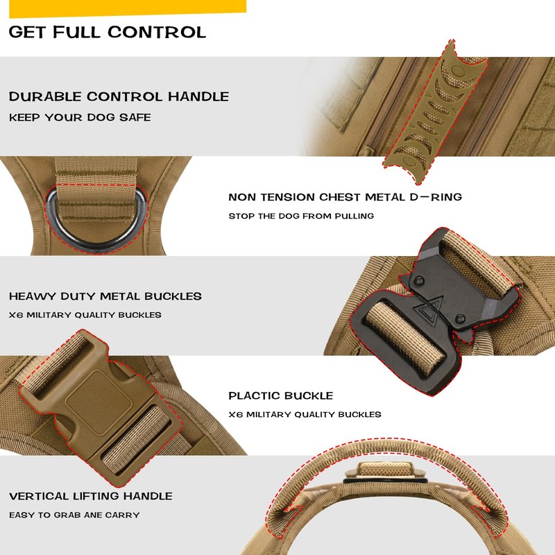 Tactical Dog Harness for Medium Large Dogs No Pull Adjustable