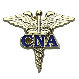 CNA Certified Nurse Assistant Caduceus Cross Blue Gold Tone Pin PMS466 F4D21J