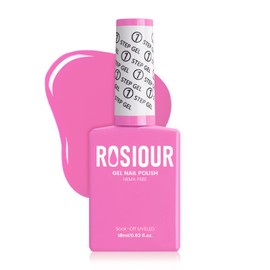 Rosiour HEMA-Free Pink Gel Nail Polish Spring Summer Colors, 18 ML Neon Pink One Step Gel Nail Polish 3-in-1, No Need Base and Top Coat Easy DIY Nail Art, Soak Off Gel Polish for Women Nail Lovers