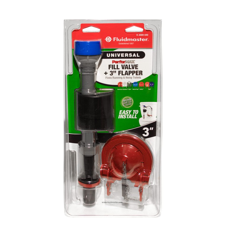 Fluidmaster K-400H-040-T5 PerforMAX Fill Valve and 3-Inch Flapper Toilet Repair