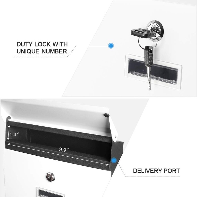 Locking Mailbox Wall Mounted,Security Metal Mailbox Drop Box, Mail Boxes