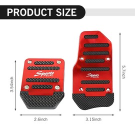 MLY 3PCS Car Pedal Covers, Anti-Rubbing Brake & Clutch Pedal Pad Set, Non-Slip Auto Brake Pedal Pad Protectors, Universal Fit Manual Automatic Transmission for Sedans, SUVs, ATV (Red)