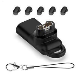 Garmin Conversion Adapter [1 piece] L-Type C Compatible + Dustproof Plug for Charging Port (5 Pcs) TPU Material + Anti-lost Strap [1 piece] Garmin Conversion Micro Fast Charging USB Type C Adapter