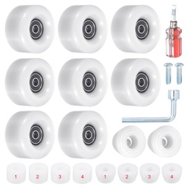 PATIKIL 8 Pack Roller Skate Wheels Outdoor 58mmx32mm Quad Roller Skate Wheels with ABEC-9 Bearing, 82A PU Roller Wheels & 2 Toe Stoppers for Double Row Skate Skateboard Indoor, White