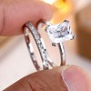 GJYombuke 2-teiliges Verlobungsring-Set, luxuriöses Ehering-Set, Kristall im Prinzessschliff, funkelnder Zirkonia,