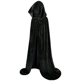 Sarfel Black Cloak with Hood Women Witch Costume for Women Hooded Cloak Cape Velvet Cloak Witch Cloak Wizard Robe Vampire Cloak