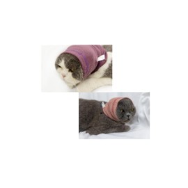 DDFS Cat Ear Wrap (2 Pack), Keep Calm Head Cover Hematoma Compression Ear Wrap for Cats Pail Lilac+Pink S