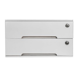 YUYANSHOP Wooden Desktop Storage Box, with 2 Lockable Drawers, Keepsake Box, Office Supplies A4/Receipt File Organizer, Flat File Cabinet to store documents, notebooks, or other small objects, White