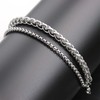 Sttiafay 2Pcs Silver Men's Titanium Steel Bracelet Silver Plated Link