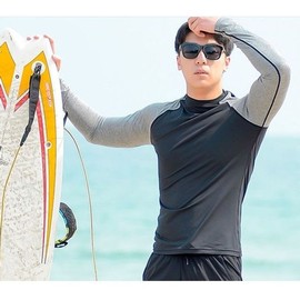 Men's Black Rash Guard Top for Water Sports BG Black Gray M