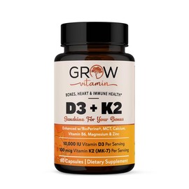 Grow Vitamin Vitamin D3 & K2 w/MCT Oil Magnesium Tablets for Bone & Muscle Health