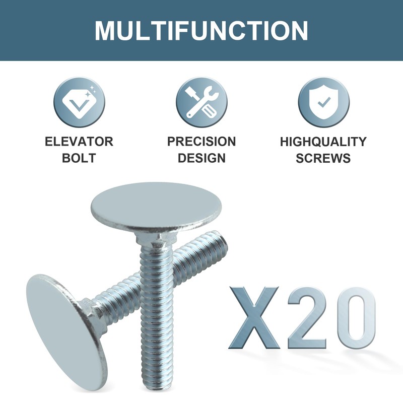 Screw Man 014973239633 Elevator Bolts for Several uses,Steel,Zinc,Flat Countersunk,1/4-20 x