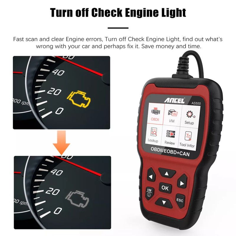 Ancel Automotive Code Reader OBD2 Car Scanner OBDII Engine Fault