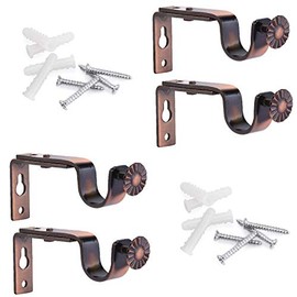 Alikeke Adjustable Curtain Rod Wall Bracket, Set of 4, Red Bronze, Premium Steel Drapery Rod Bracket for Walls, Curtain Rod Holder