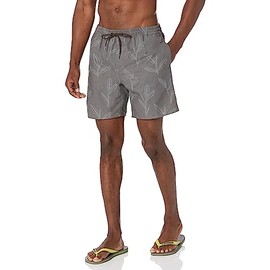 Quiksilver Men's Standard Volley Elastic Waist Boardshort Swim Trunk, Black Ginger STALKS 233