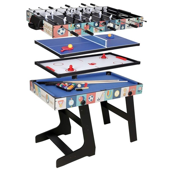 Funmall 48" 4-in-1 Combo Game Table with Pool Billiard Slide Hockey Foosball and Table Tennis
