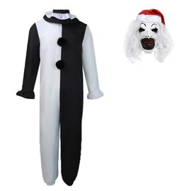 Foyacos 2024 Terrifier 3 Art The Clown Costume for Adults Men Bodysuit with Mask (Fullset-A, XXL)
