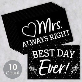 Big Dot of Happiness Mr. and Mrs. - Photo Prop Signs - Black and White Wedding or Bridal Shower Announcements - 10 Pieces