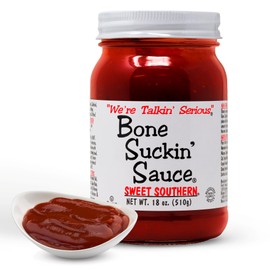 Bone Suckin' Sauce Sweet Southern BBQ Sauce - 18 oz in Glass Bottle, All-Purpose Barbecue Sauce, For Ribs, Chicken, Pork, Beef, Gluten-Free, Non-GMO, Kosher, Sweetened w/Cane Sugar & Molasses - 1 Pc