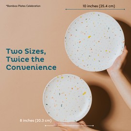 Nook Theory 4 Pack Reusable Bamboo Plates - Non-Toxic Toddler and Kids Plate, Dishwasher Safe, Not Microwavable Dinnerware (Catdog 8")