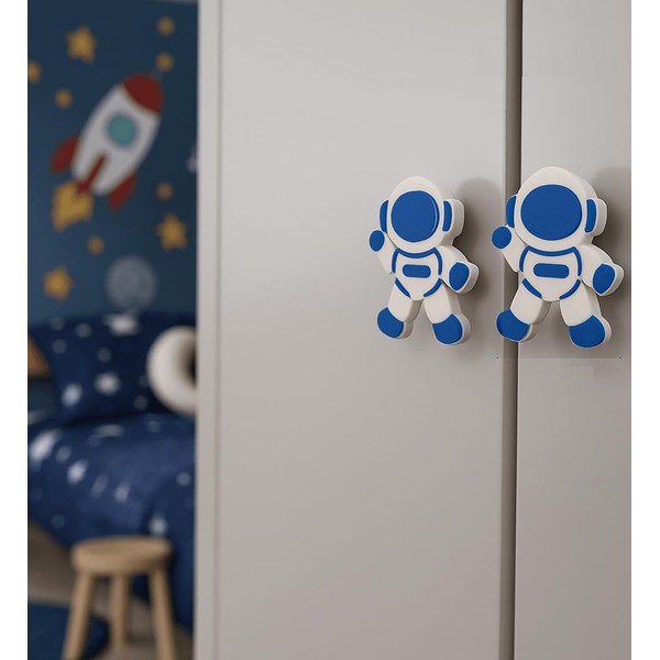 (2-Pack) Spaceman Theme Door Knobs - Child-Friendly Space Pull Handles