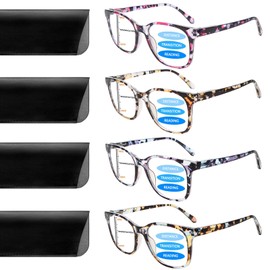 VIDEBLA 4 Pack Progressive Multifocus Reading Glasses for Women Men Spring Hinge Blue Light Blocking Computer Readers (4 Mix-3, 2.75, x)