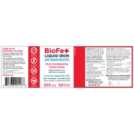KidStar Nutrients BioFe+ Liquid Iron for the Family, Vegan, Sweet Blast, 250mL, 50 Servings