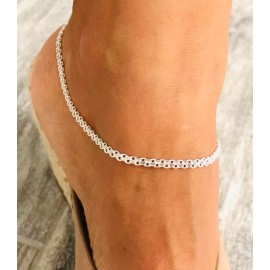 Alex and Elsa 925 Sterling Silver Anklet, 3mm Bismark Silver 10 inches Anklet Bracelet - EA47
