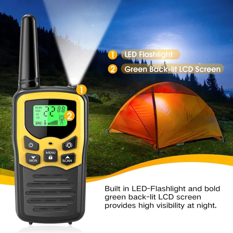 MOICO 4 PACK Long Range 100 mile Walkie Talkie Two