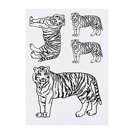 4 x 'Standing Tiger' Temporary Tattoos - Water Resistant, Skin-Safe, Non-Toxic Transfers, Mixed Sizes (TO00011274)