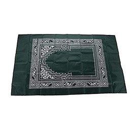 KAV Foldable Waterproof Pocket Prayer Mat with Compass - Portable, Washable Polyester Janamaz, 100 x 60 cm, Ideal Travel Prayer Rug for Muslims (Black)