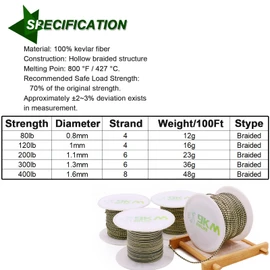 9KM DWLIFE Kevlar Cord 80~400lb Braided Fishing Assist Line Kite Flying String High Strength Abrasion UV Resistance Tensile Heat Resistant for Model Rocket Paracord Cord Ultralight Tactical Survival Rope Outdoor Yellow&black 100~1000ft (200Lbs 1000Ft)