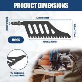 10Pcs Jigsaw Blades, T Shank High Carbon Steel Jigsaw Blade, 112MM 11TPI Coarse Tooth Blade Cutter for Wood Plastics Cutting, Power Tool Part