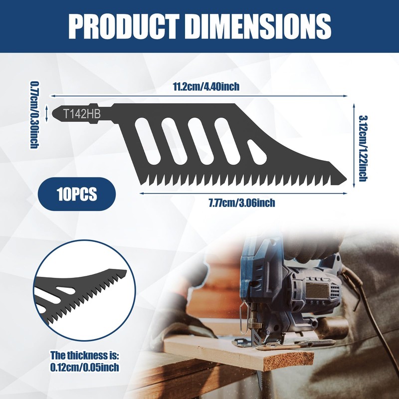 10Pcs Jigsaw Blades, T Shank High Carbon Steel Jigsaw Blade,