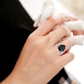 Black Spinel 7.50 Ct Pear 925 Sterling Silver Solitaire Rings For Women | Hypoallergenic Gemstones Ring Set For Womens | Beautiful Jewellery Present For Girls By Orchid Jewelry