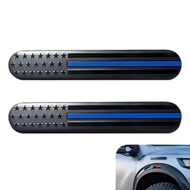 Ferianl 2PCS American Flag Emblem Decal, 3D Embossed Metal Badge Sticker, Car Window Bumper Fender Stripe Decal, 6" x 1" USA Flag Stickers, Universal for Vehicle, Sedan, RV (Blue)