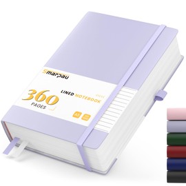 Notebook A5, Lined Thick Journal, 360 Pages Hardcover Notebooks, 100gsm Paper Leather Journal for Adults, Work, Writing, Notes, Learning, Travel, 14.5 x 21 cm - Purple