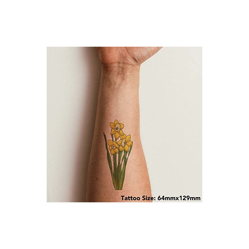 'Daffodils' Temporary Tattoo - Water Resistant, Skin-Safe, Non-Toxic Transfer (TO00049970)