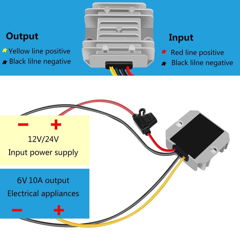 DC-DC 6V 10A 60W Step-Down Converter 12V 24V to 6V