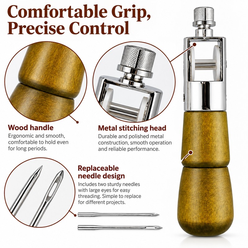 Leather Hand Sewing Tool for Stitching & Repairs – Stainless
