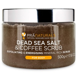 Body Scrub with Dead Sea Salt 500 g - Moisturising & Nourishing, Natural Oils & Minerals, No Parabens, Vegan, Free from Animal Testing (Coffee)