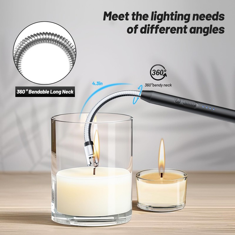 VEHHE Electric Lighter with 360° Flexible Neck, Flameless Windproof Long