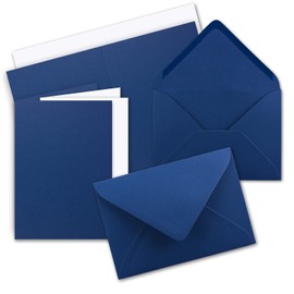 10 x Folding Cards Set DIN A5 Dark Blue with Envelopes DIN C5 and Matching Inserts in White Blank Folding Cards 14.8 x 21 cm