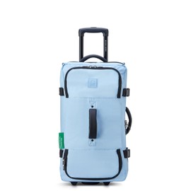 United Colors of Benetton Now Two Wheeled Rolling Duffel Bag, Light Blue, Checked Luggage 24 Inch
