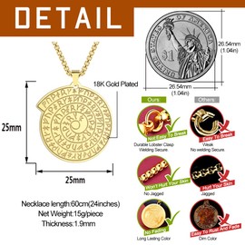 LUTAKU Men's Jewellery Gold Mazinger Necklace for Men Boys Punk Spain Talisman Pendant 316L Stainless Steel Hip Hop Chains for Men, Stainless Steel, No Gemstone