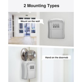 Puroma Key Lock Box, Portable Combination Lockbox Wall-Mounted Key Storage Box for House Keys, Resettable Code Safe Security Lock Box for Home, Office, Apartment Spare Key Storage (1 Pack, Silver)