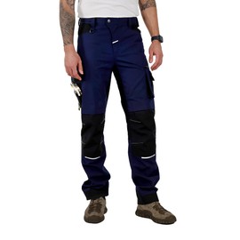 Ellobird Men's Construction Work Utility Pants Relaxed Fit Stretch Flex Cordura Double Knee Reinforcement Carpenter Cargo
