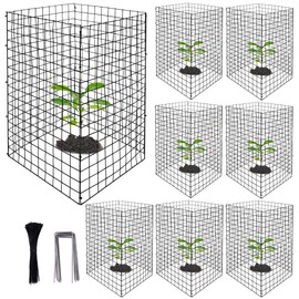 DECOHS 8 Packs Wire Plant Protectors from Animals- 20 x 12 Inch Heighten Square Garden Wire Plant Cages Mesh- Metal Garden Plant Cloche Protection Barricades for Protecting Plants Vegetables Flowers